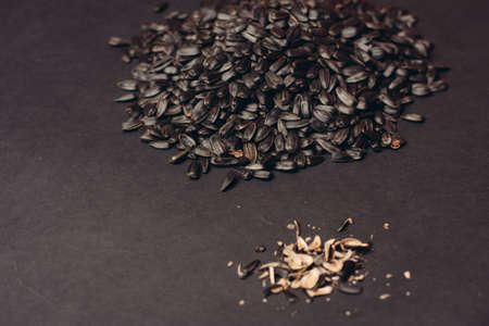 natural product sunflower seeds handing close-up foodの写真素材