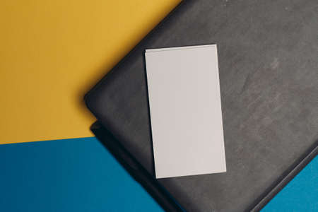 black Notepad business cards Coffee Space office businessの写真素材