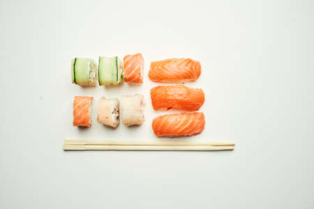 japanese sushi restaurant sea food traditional top viewの写真素材