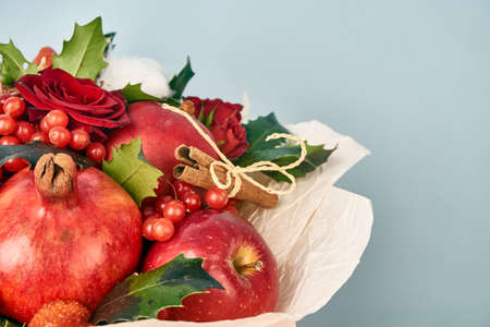 bouquet with fruits vitamins decoration gift romanceの写真素材