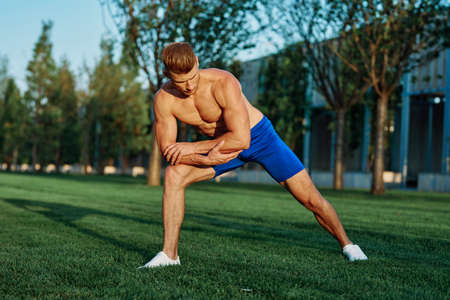 sports man outdoors exercise fitness motivation lifestyleの写真素材