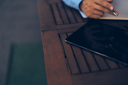 work outdoors with technology internet online manager