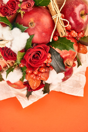 fruit vitamins decoration romance gift food pink backgroundの写真素材