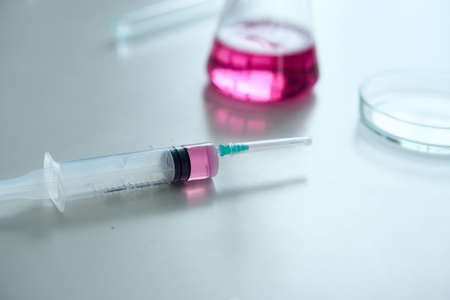 laboratory research chemical solution biotechnology analyzes experimentの写真素材