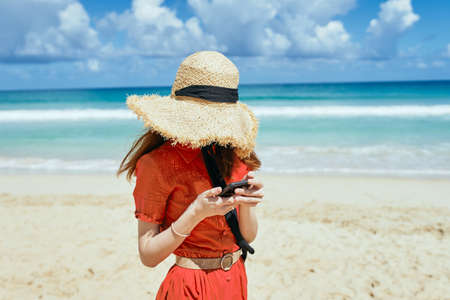 woman on the island beach ocean fresh air sandの写真素材