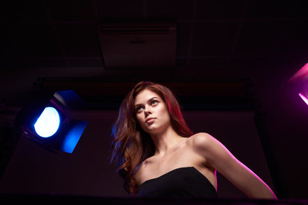 portrait of a woman shooting photography studio posing light close-up