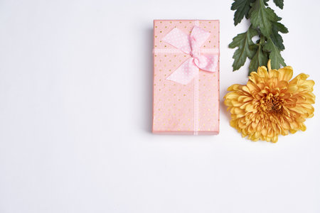 bouquet of flowers gift birthday celebration light backgroundの写真素材