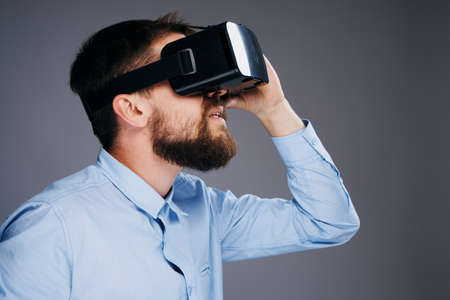 man manager technology glasses virtual reality entertainmentの写真素材