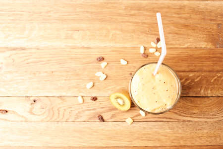 fruit cocktails vitamins detox organica Fresh wooden backgroundの写真素材