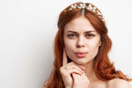 charming woman beautiful hairstyle smile close-up luxuryの写真素材