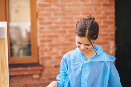 woman wooden objects molars renovation housework decorationの写真素材