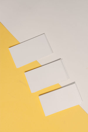 white business cards documents colorful background office copy-space