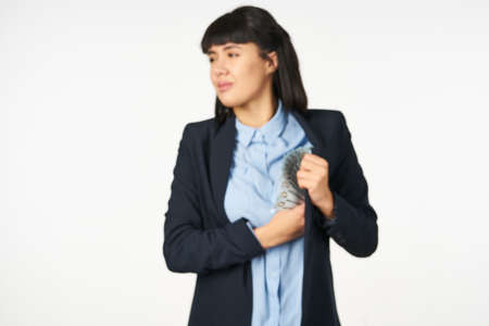 Business woman money finance manager investment light backgroundの写真素材