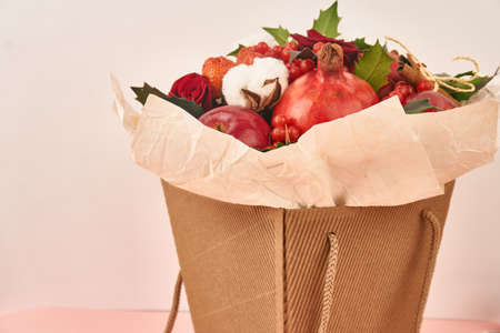 bouquet with fruits vitamins decoration gift romanceの写真素材