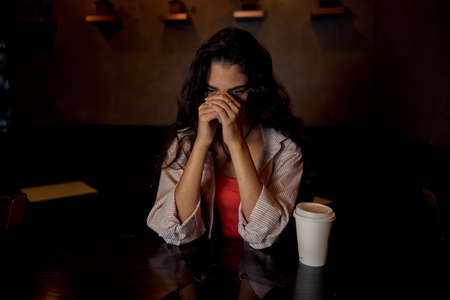 woman in cafe drinking coffee rest Lifestyleの写真素材