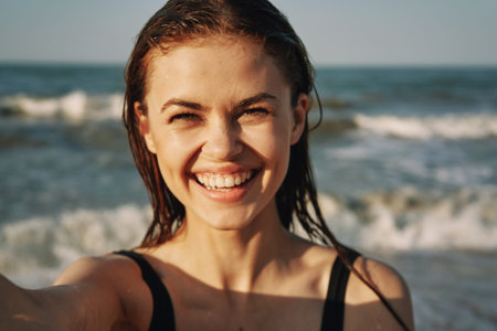 woman in black swimsuit sunglasses sun nature