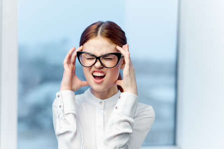 woman secretary in white shirt office work professionalの写真素材