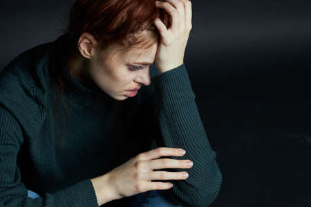 emotional woman depression disorder pain beating aggressionの写真素材