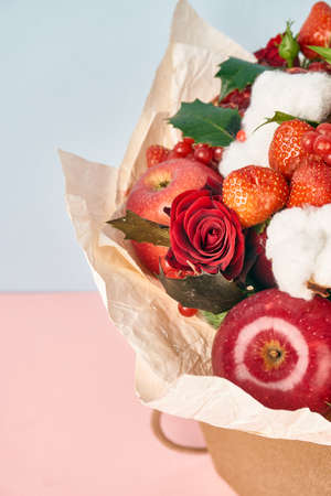 bouquet with fruits vitamins decoration gift romanceの写真素材