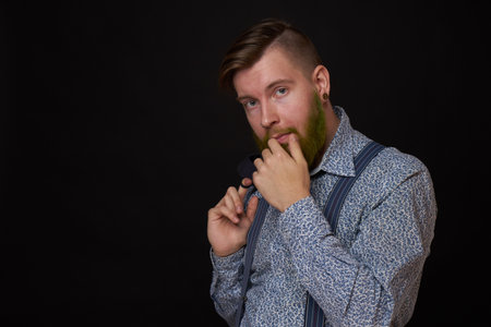 business man in shirt with jacket over his shoulders posing self confidence