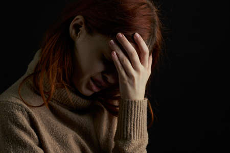 crying woman beating domestic violence abuse problemの写真素材