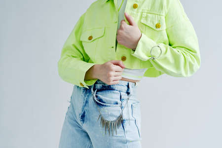 beautiful woman pink hair decoration summer style fashionの写真素材