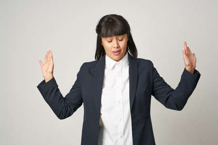 Business woman money lifestyle light background studioの写真素材