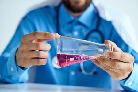 laboratory research chemical solution biotechnology analyzes experimentの写真素材