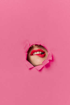 womens lips pink poster glamor lifestyle fashionの写真素材