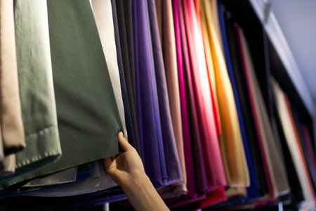 colorful fabric fashion textile material texture industryの写真素材