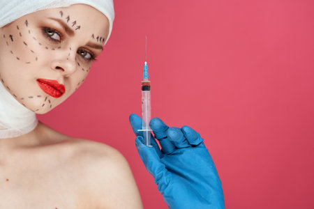 beautiful woman aesthetic facial surgery clinic body care close-upの写真素材