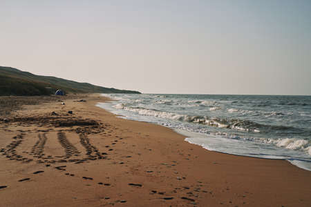 Waves beach sand landscape ocean summer travelの写真素材