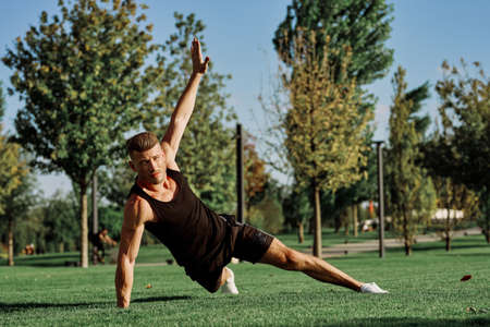 sports man workout party crossfit lifestyle natureの写真素材