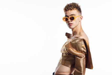 male transgender female makeup fashion posing studio