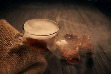 cup of tea hot drink as breakfast morning traditionの写真素材