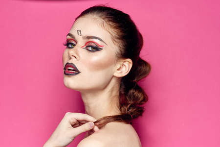 portrait of a woman horoscope zodiac sign scorpio isolated backgroundの写真素材