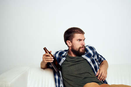 a person alcoholism problems emotions depression light backgroundの写真素材