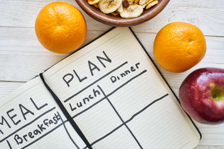 breakfast cereal fruit meal plan fitness health dietの写真素材