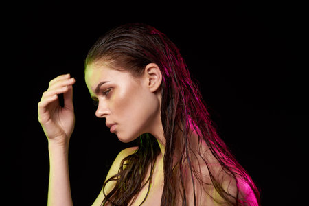 portrait of a woman attractive glance posing luxury studio lifestyle