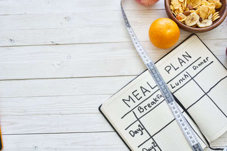 breakfast cereal fruit meal plan fitness health dietの写真素材