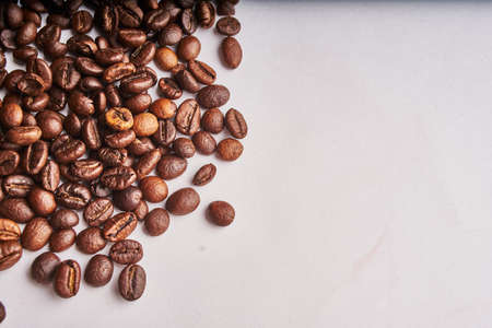coffee beans brown mocha beans view from aboveの写真素材