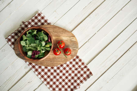 salad plate ingredients fresh food vegetables kitchenの写真素材