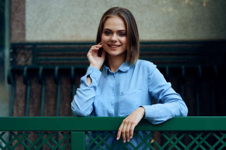 pretty woman posing lifestyle street walk funの写真素材