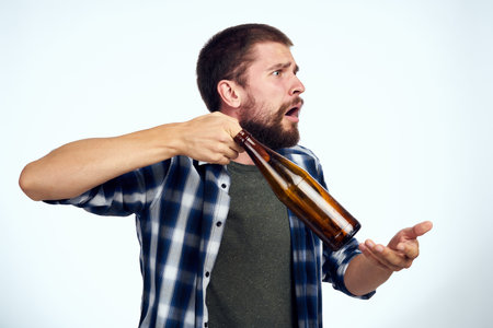 drunk man alcoholism problems emotions depression isolated backgroundの写真素材