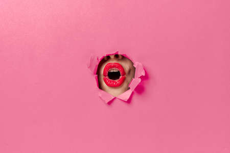 womens lips pink poster glamor lifestyle fashionの写真素材