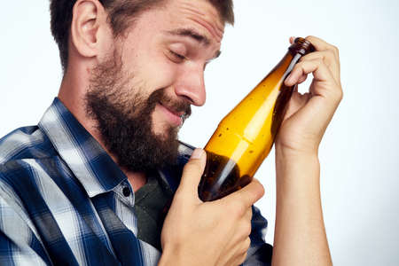 bearded man alcoholism problems emotions depression Lifestyleの写真素材
