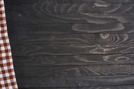 tablecloth dark wooden background kitchen textiles textureの写真素材