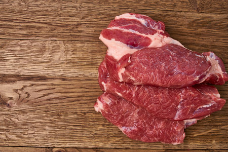 meat fresh product ingredients cooking kitchen wooden table