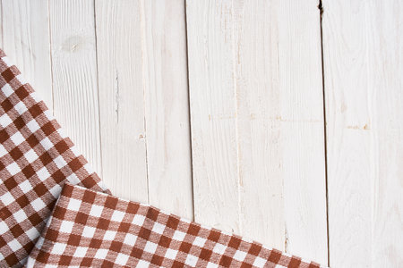 plaid tablecloth wooden texture kitchen decoration designの写真素材