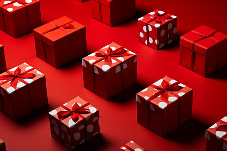 Gifts celebrate box christmas red holiday presentsの素材